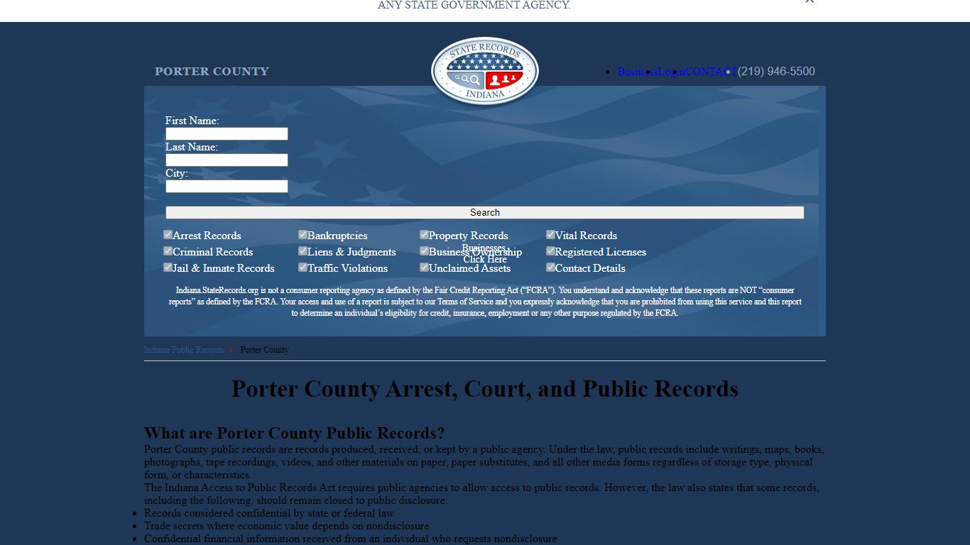 Porter County Arrest, Court, and Public Records